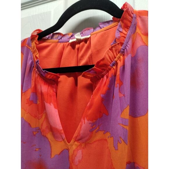 Jodifl Women's Size XL Orange Purple Colorful Bright Sleeveless Lined Maxi Dress - Picture 4 of 7